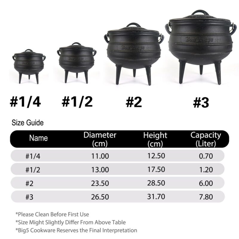 4 Di-CanaCana No. 3 Cast Iron Potjie Pot 7.8 Liter